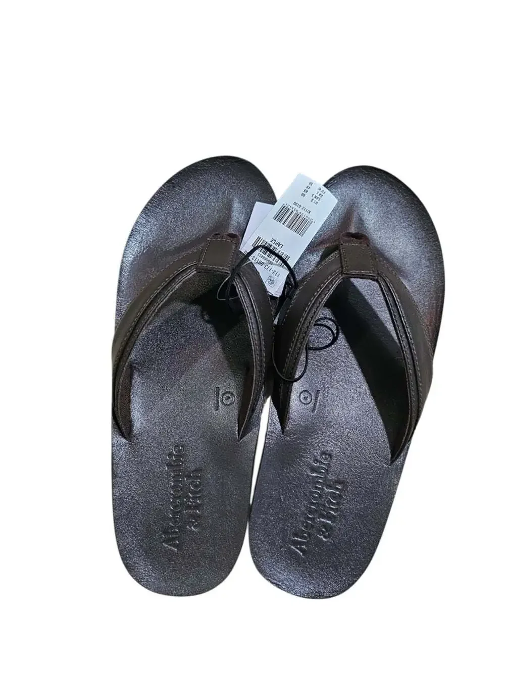 Abercrombie & Fitch Men's L 9.5-10.5 Sandals Brown Leather Flip Flops NWT Retro